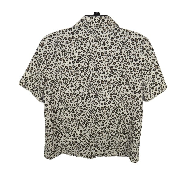 Vintage Briggs Women's Leopard Print Woven Button Up Short Sleeve Top Size M - Picture 9 of 11